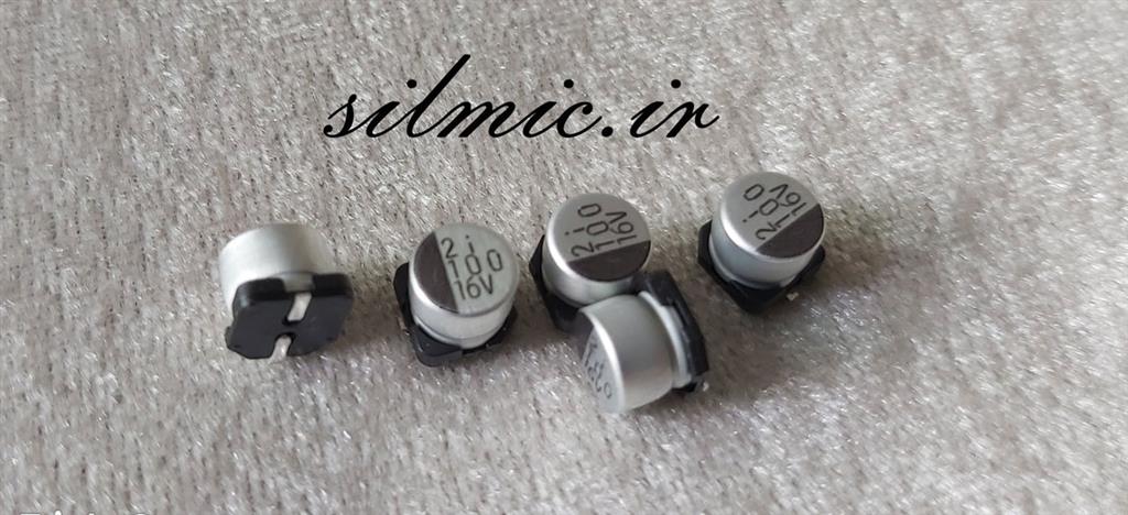 smd خازن 100 میکرو فاراد 16 ولت الکترولیتی elna ژاپن سری RV2 سری استاندارد